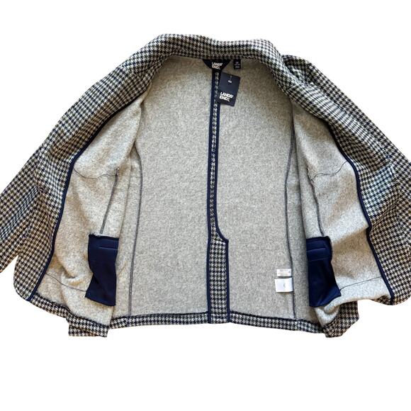 Lands End 3X 24W 26W Fleece lined Sweater Blazer Houndstooth NWT Academia Preppy - Picture 11 of 15